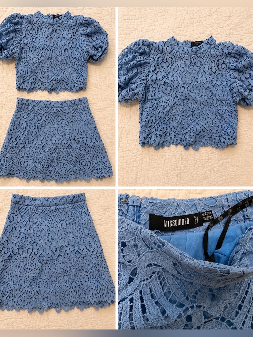 Missguided Blue Lace Matching Set
